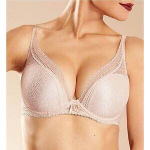 🆕CHANTELLE Festivite Underwire Plunge Bra 32DDD Nude Blush #3682